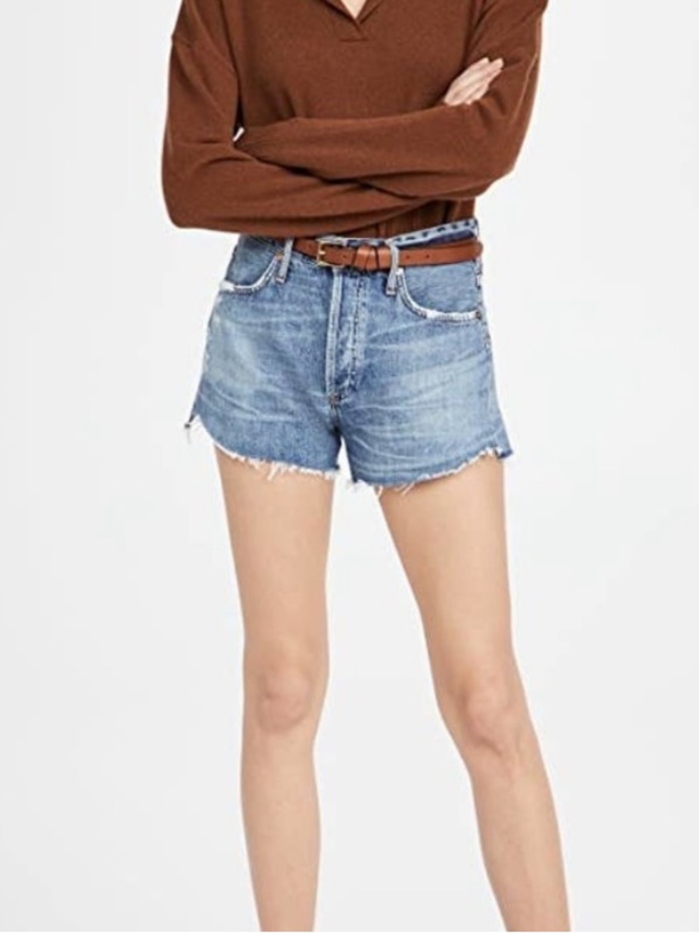 Citizens Of Humanity Annabelle Blue Distressed Denim Cutoff Shorts Size 27